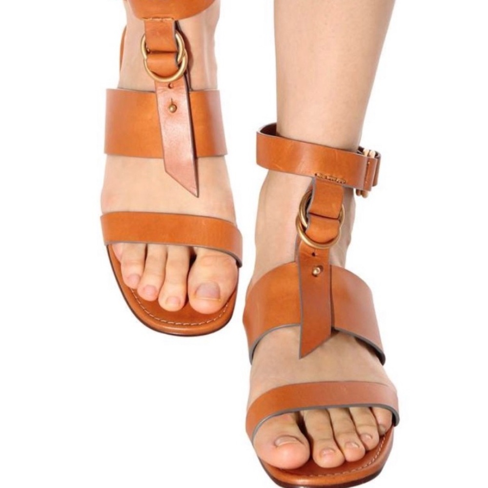 Chloe Tan Leather Sandals
